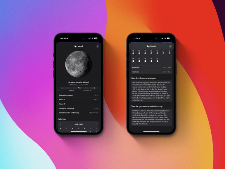 Das neue Mond-Modul ist ein Highlight der Wetter-App unter iOS 17