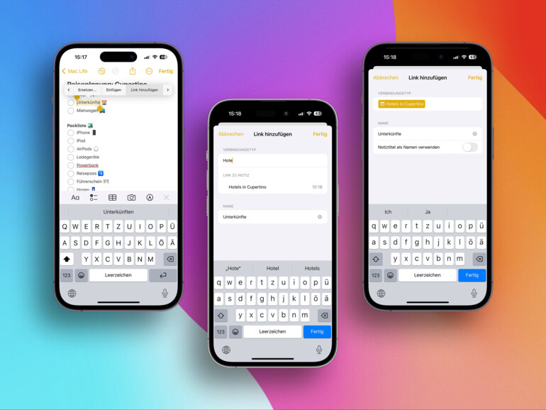 Die Verlinkungen funktionieren einfach.