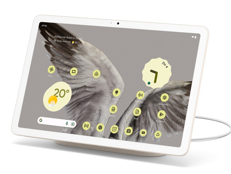 Googles für Tablets optimierte Android-Version 13 erscheint im aktuellen „Material You“-Design. Entsprechend aufbereitete Piktogramme kopieren sich ihre Grundfarbe aus dem Bildschirmhintergrund.