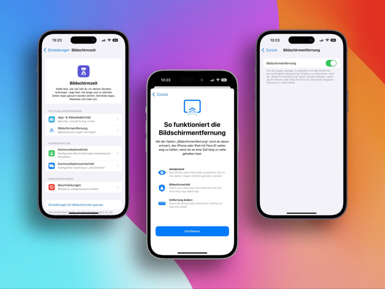 Die Bildschirmentfernung findest du nicht in den Bedienungshilfen