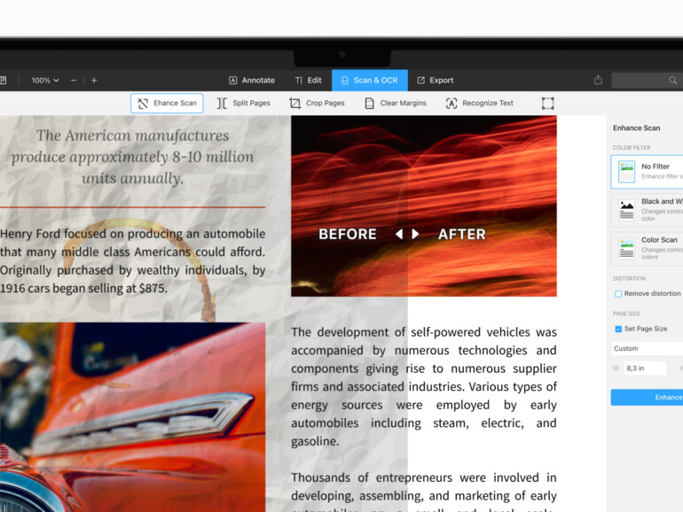 PDF Expert macht selbst aus knittrigen Vorlagen vorzeigenswerte digitale Unterlagen.