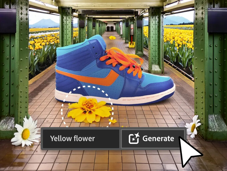 Adobe Photoshop für das Web startet inklusive der aktuellen KI-Möglichkeiten – etwa der „Generativen Füllfunktion“.