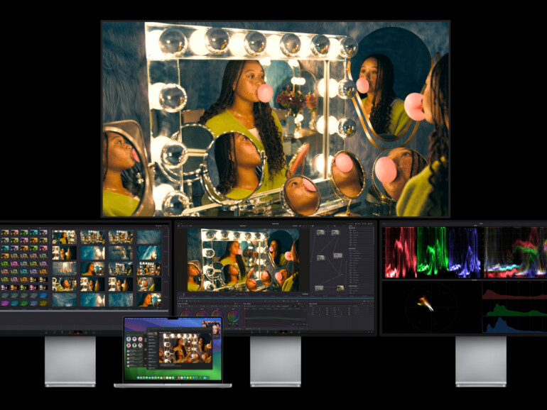 Am MacBook Pro mit M3 Max lassen sich einige hochauflösende Displays anschließen.