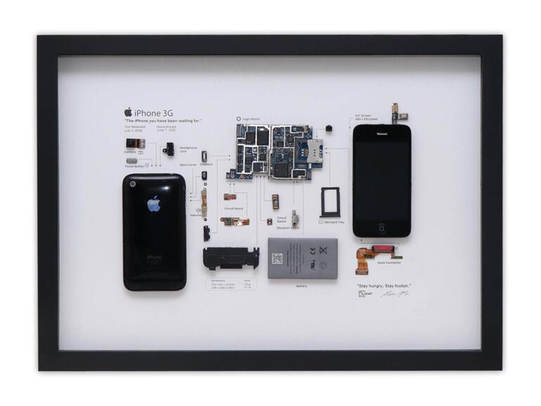 iPhone in einzelne Bauteile zerlegt im Bilderrahmen ab 139 statt 179 Euro jetzt bei Comspot.