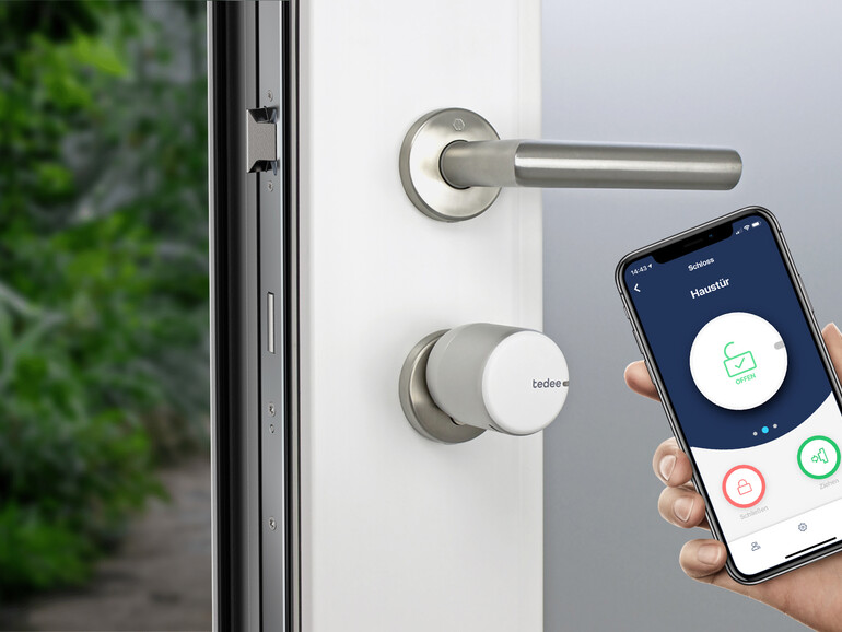 Haustür per App oder HomeKit offnen? Mit dem Tedee Pro kein Problem.