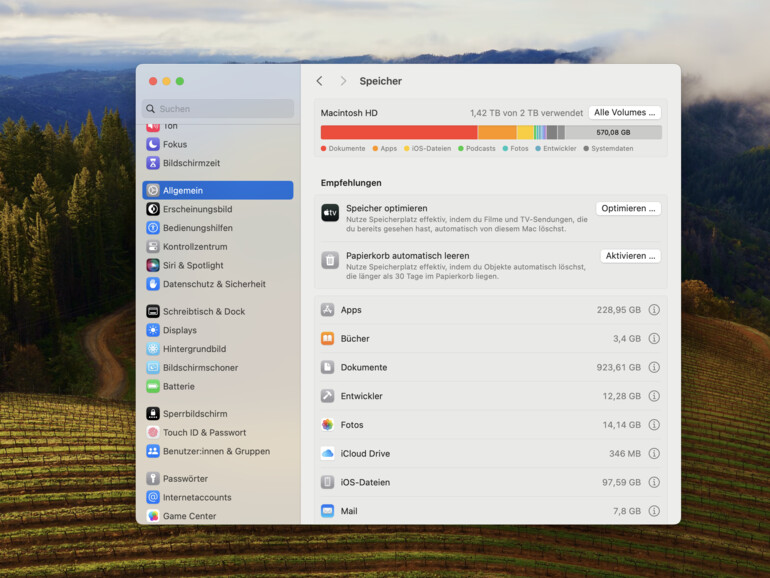 Bereits in macOS ist die Möglichkeit hinterlegt, sich Inhalte der Festplatte grafisch anzeigen zu lassen.