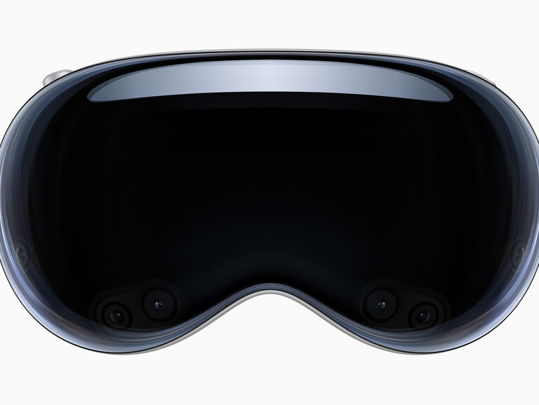 Apple Vision Pro von vorne. Zu erkennen sind die Kameras