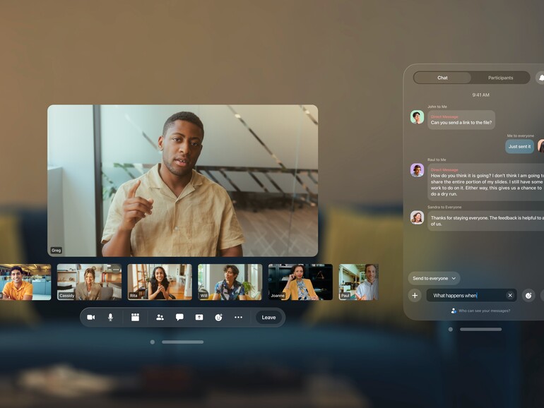 Zoom mit Chat und Videotelefonie auf der Vision Pro