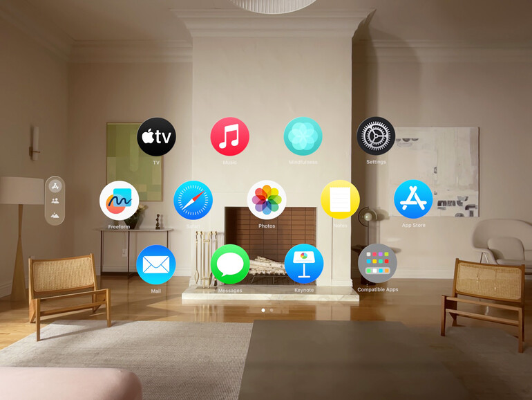 „Home-Screen” auf der Apple Vision Pro