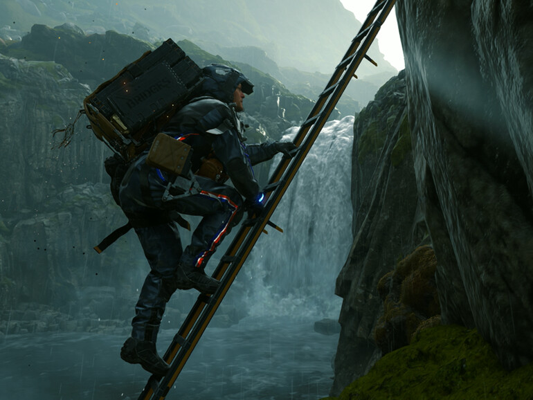 Klettern am Godafoss auf Island? Fast! In Death Stranding durchquert ihr die hübsche postapokalyptische USA.