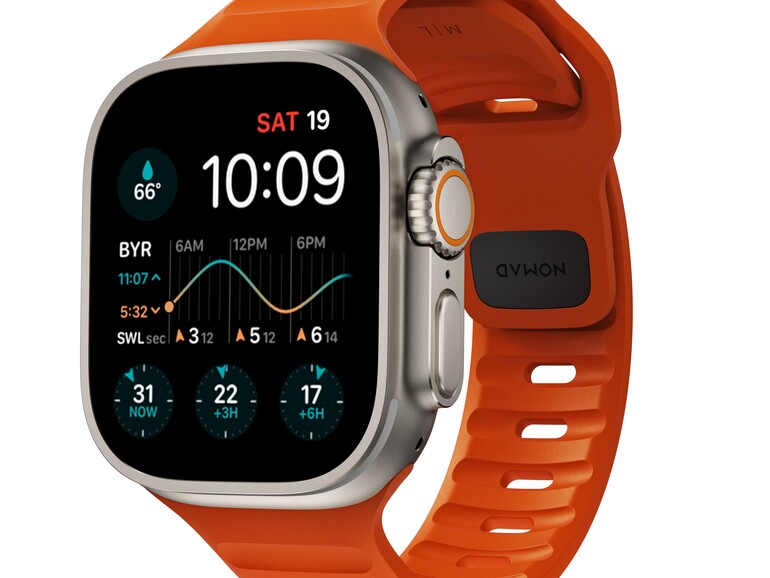 Das knallige Ultra Orange passt perfekt zum Action Button der Apple Watch Ultra.