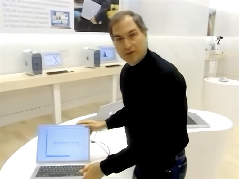 Steve Jobs führte im Rahmen einer Keynote-Präsentation durch den ersten Apple Store und erklärte das neuartige Ladenkonzept persönlich.