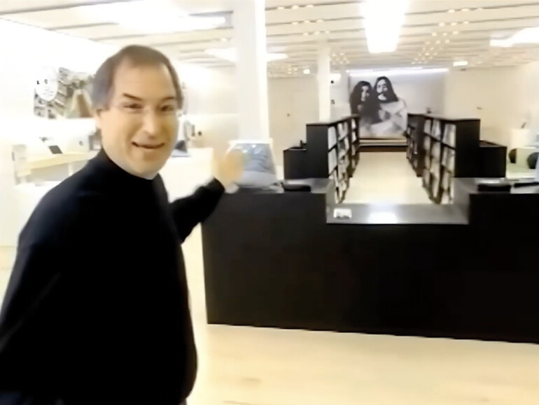Steve Jobs führte in einer Videobotschaft persönlich durch den ersten Apple Store