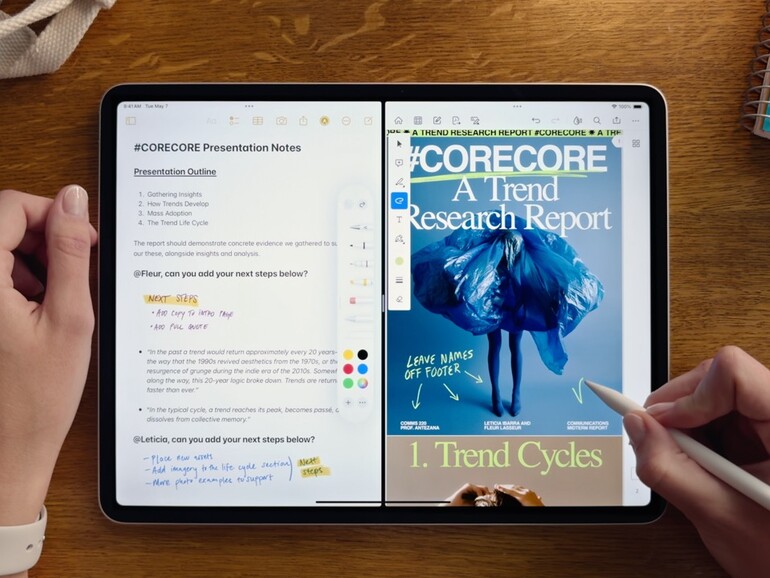 Das größere Display erlaubt es, Funktionen wie Split View auf dem iPad Air noch besser nutzen zu können. 