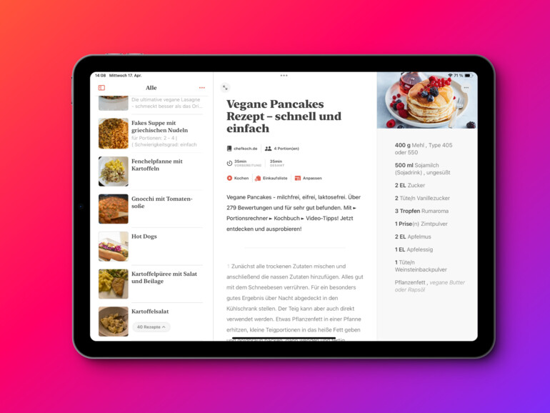 Mela kombiniert Rezeptverwaltung und Zubereitungsassistenz in einer App.