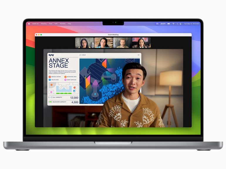 Sonoma bietet viele nützliche Funktionen wie unterschiedliche Moderatorenmasken für Videokonferenzen.