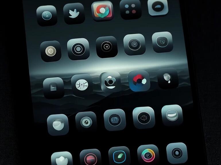 Abgedunkelte App-Symbole in der Simulation