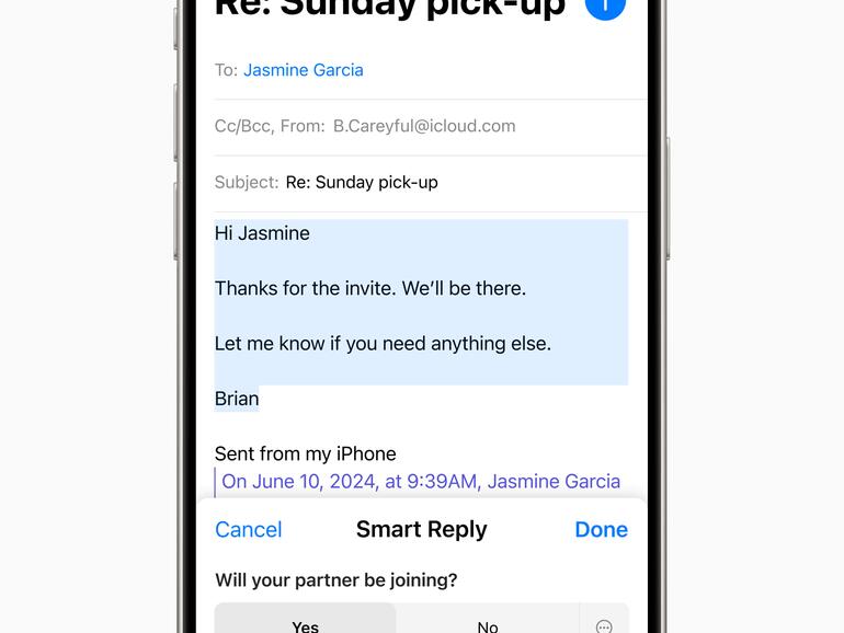 Smarte Antworten in Apple Mail über einen Assistenten. Du musst nur die Fragen kurz beantworten und AI schreibt eine Antwort.