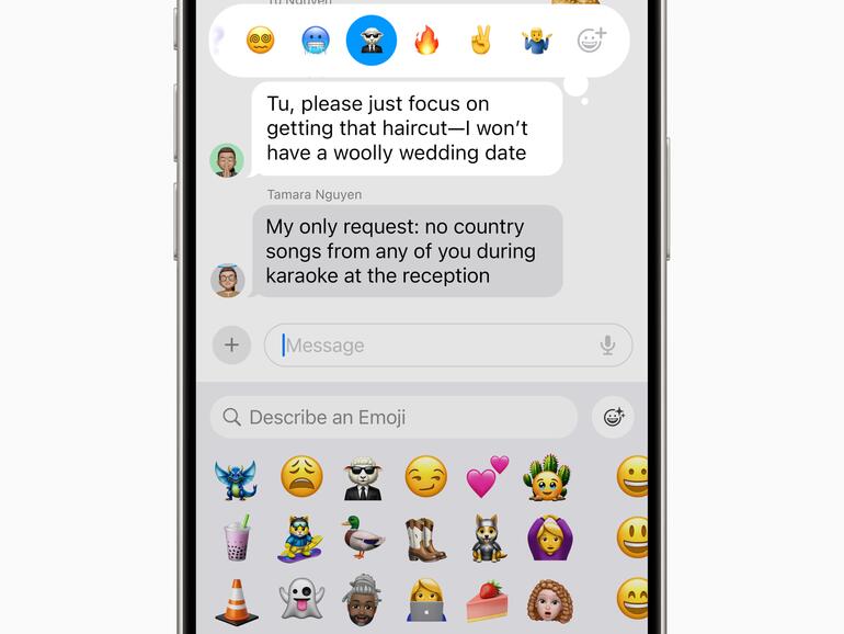 Reaktionen in iMessage mit selbst erstellten Genmojis