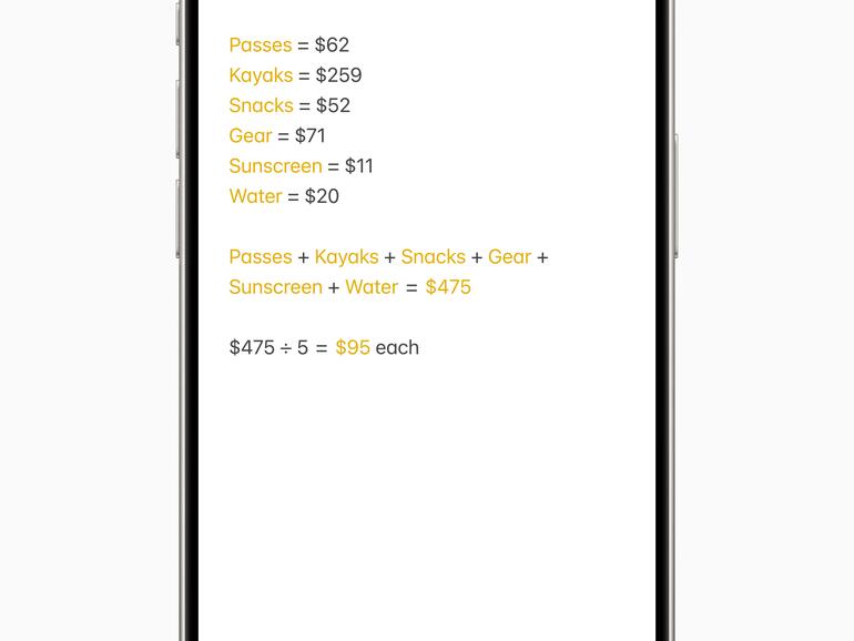 Math Notes in der Notizen-App