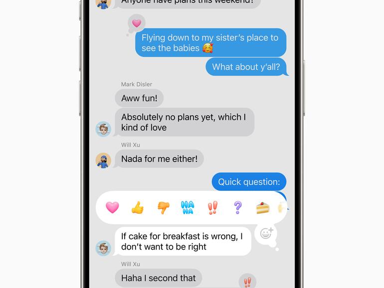 Tapbacks, oder Reaktionen, unterstützen nun beliebige Emojis