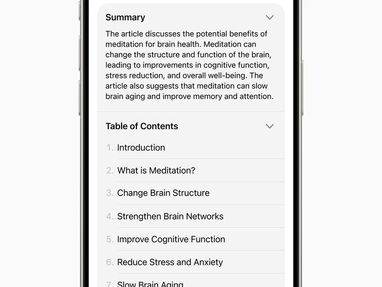 Reader in Safari kann den Inhalt zusammenfassen