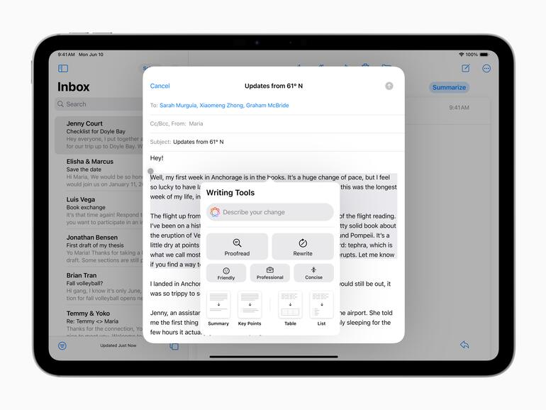 Schreibtools innerhalb einer Mail für Korrekturlesen, Umschreiben oder Zusammenfassen