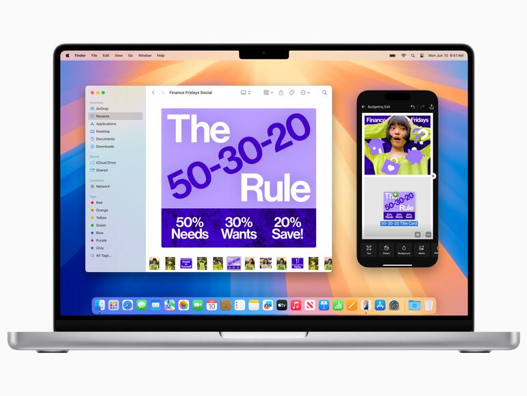 Dateien vom Mac können per iPhone-Spiegelung aufs iPhone geschoben werden