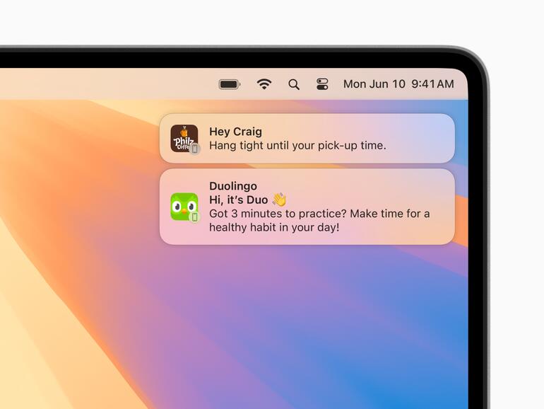 Benachrichtigungen vom iPhone auf dem Mac