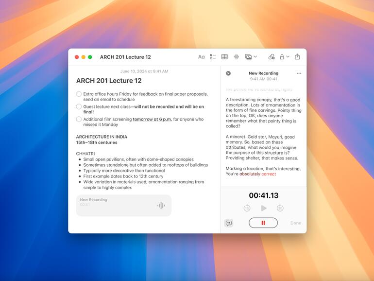 Live-Audio-Transkriptionen in der Notizen-App