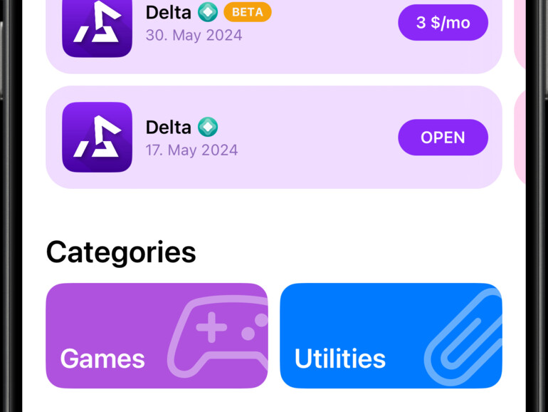 Noch ist das Angebot im Altstore PAL sehr übersichtlich mit nur zwei Apps.