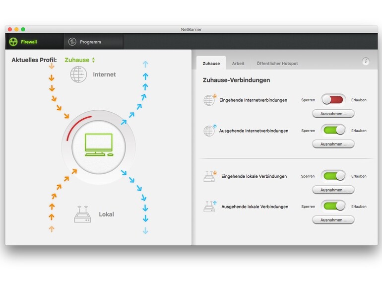 Mit der Intego-Firewall kannst du sämtliche Apps kontrollieren, die zu mitteilungsfreudig sind und Daten „nach Hause“ schicken.