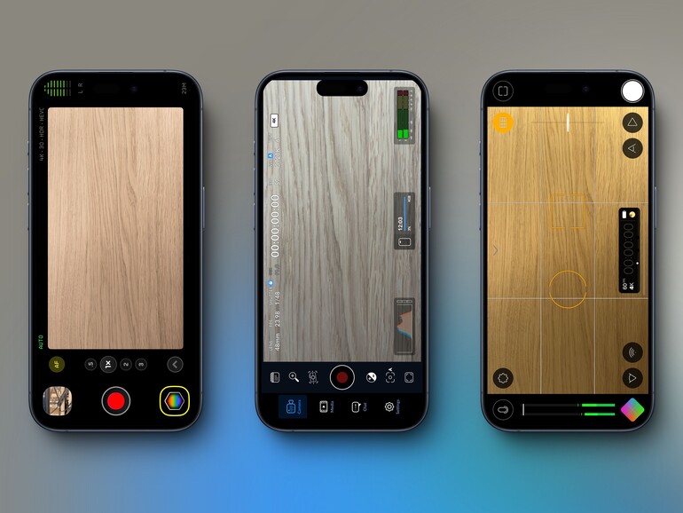 Links: Kino Mitte: Blackmagic App Rechts: Filmic Pro 