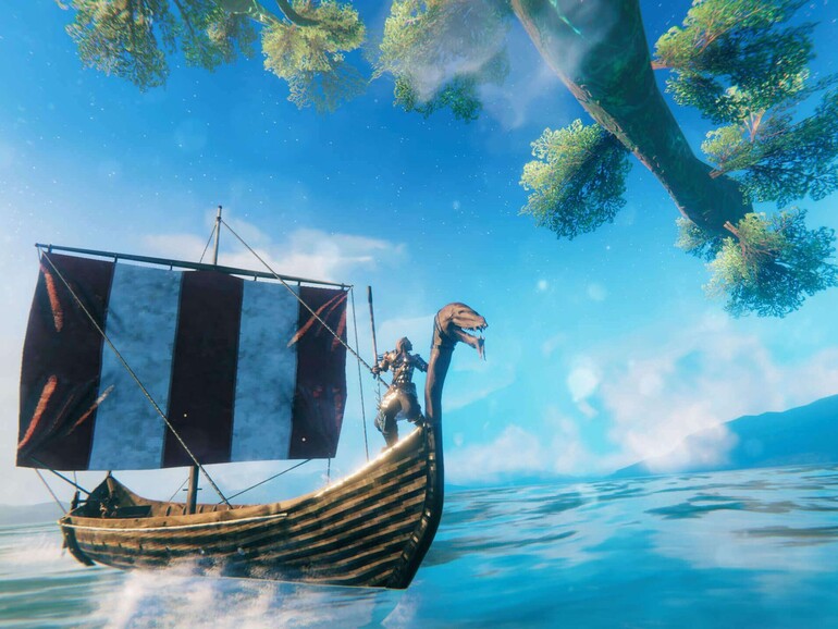 Später im Spiel erreichst du ganz in der Tradition der Wikinger mit Booten neue Gebiete.