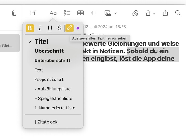Text hervorheben