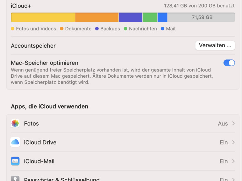 Die Verwendung des iCloud-Schlüsselbunds ist erforderlich wenn die Passkeys an Mac, iPhone und iPad nutzen willst.