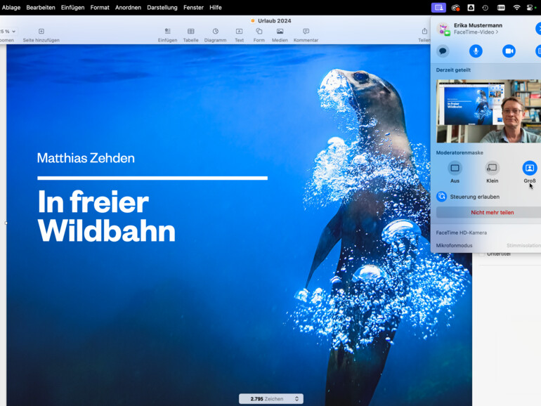 Über die Moderatorenmaske kannst du deinen Präsentationen eine persönliche Note geben.