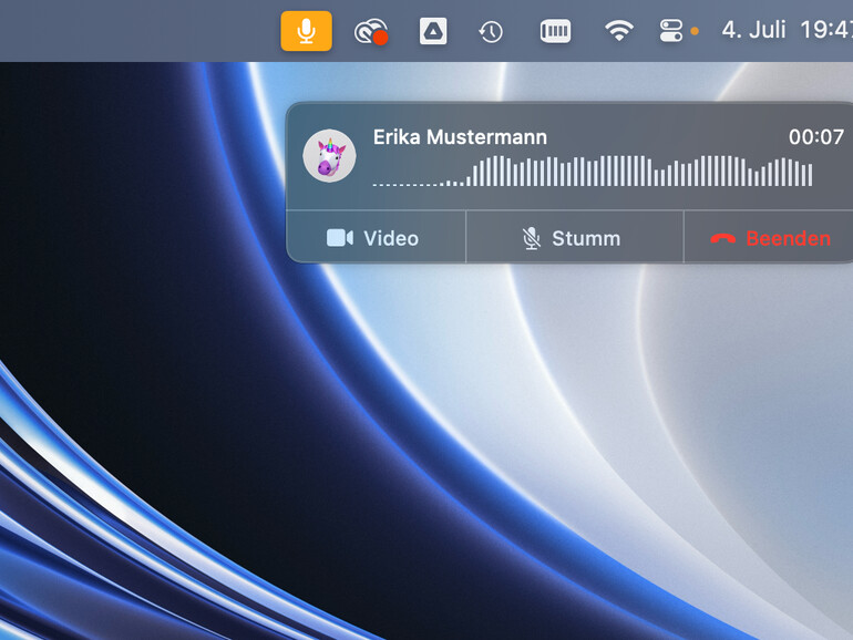 FaceTime ersetzt auch das gute alte Telefon. Bei Bedarf lässt sich jederzeit die Kamera zuschalten.