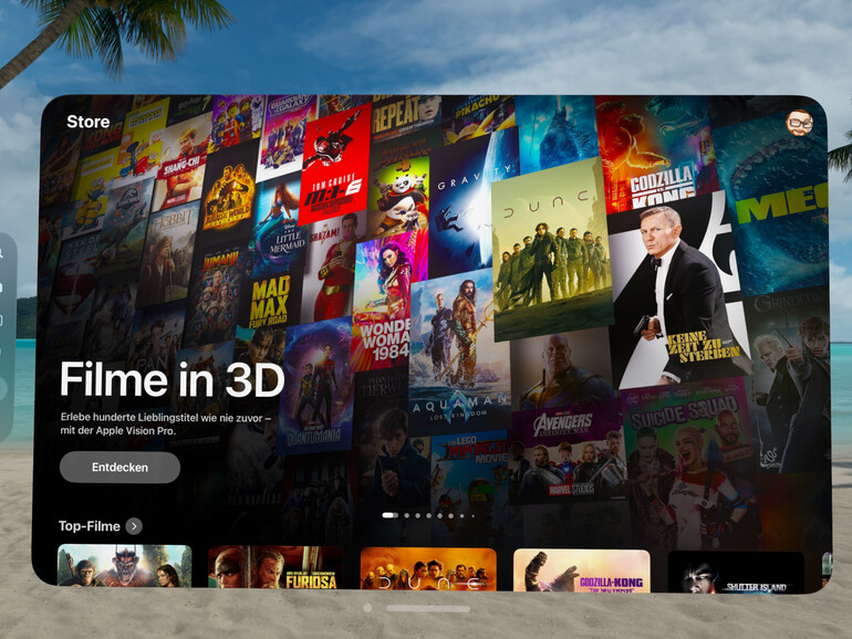 Derzeit lässt sich nur in der TV-App auf der Vision Pro erkennen, welcher Film sich auch in 3D wiedergeben lässt.