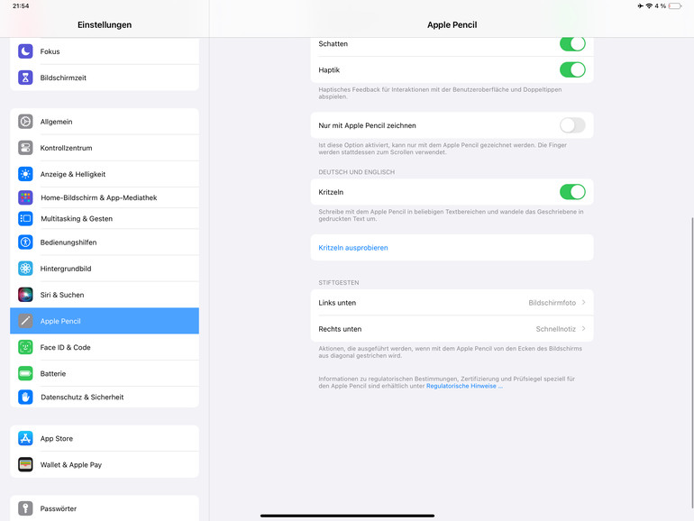 Auch mit dem Apple Pencil lassen sich Screenshots aufnehmen.