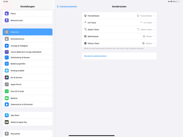 Die Sondertasten des Magic Keyboard lassen sich umbelegen.