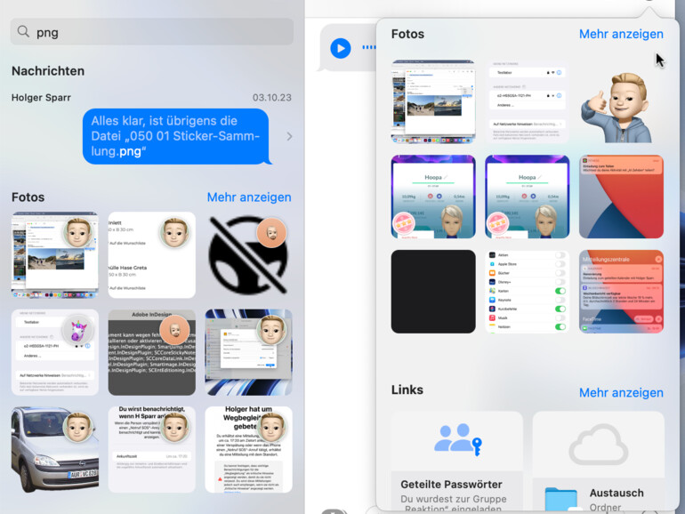 Nachrichten bietet nicht nur eine schnelle Suchfunktion, sondern auch ein praktisches Archiv aller übertragenen Dateien.