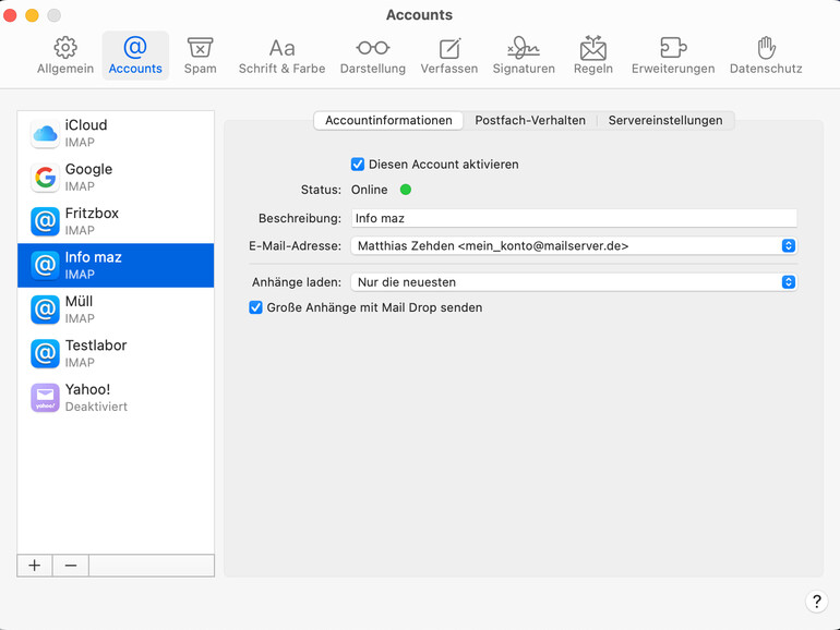 Mail Drop erlaubt Anhänge mit bis zu 5 GB Größe.