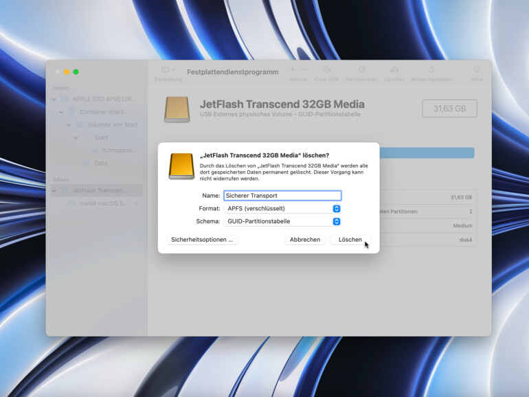 Verschlüsselung schützt die Daten auf externen Medien und auf ungeschützten Übertragungswegen.