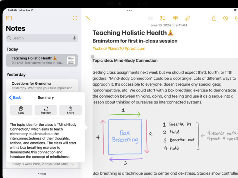 Notizen-App unter iPadOS 18