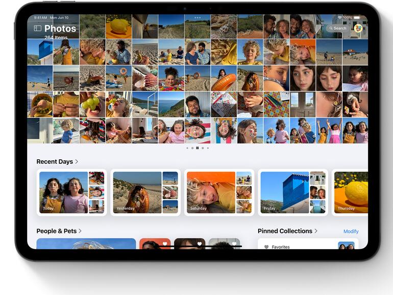 Die neue gestaltete Fotos-App.