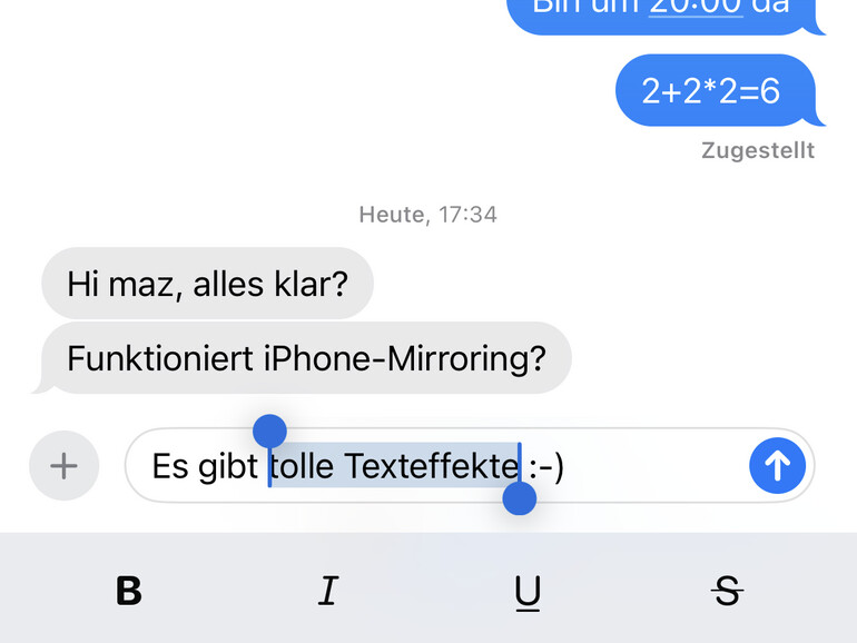 Es gibt acht animierte Texteffekte, um die Nachrichten noch lebendiger zu machen.