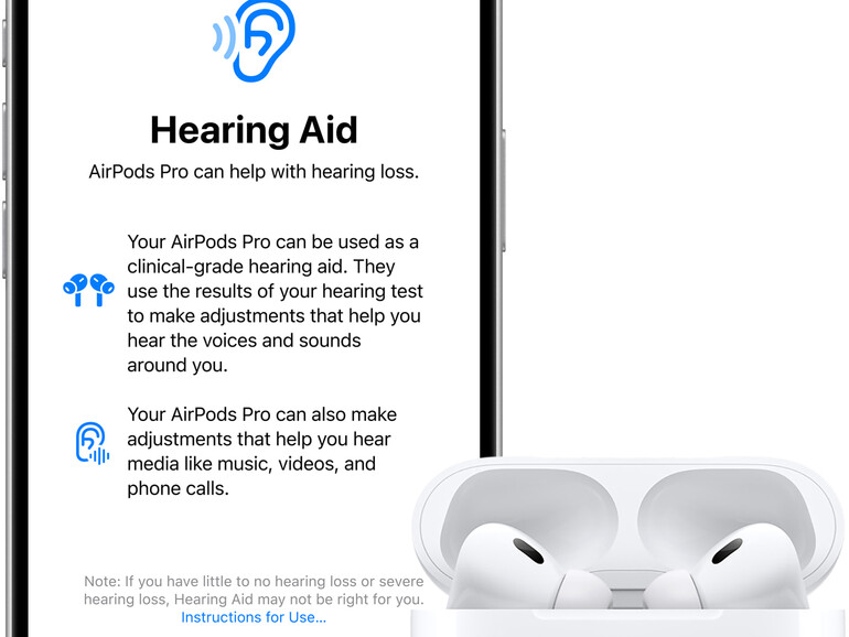 Du kannst deine AirPods Pro 2 als Hörhilfen einsetzen und damit leichte Beeinträchtigungen ausgleichen.