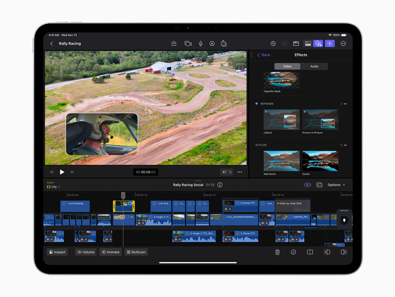 Vonwegen Daumenkino: Auch auf dem iPad lässt es sich ordentlich mit Final Cut arbeiten. Die Tablet-Version profitiert auch von einigen neuen Funktionen, vor allem aber von Verbesserungen der Bedienoberfläche.