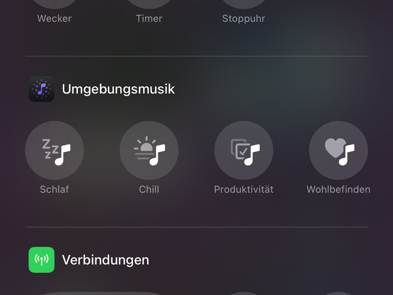 Element in Control Center hinzufügen